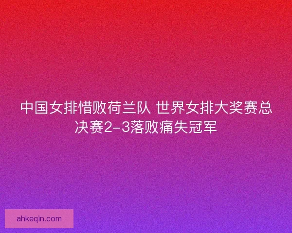 中国女排惜败荷兰队 世界女排大奖赛总决赛2-3落败痛失冠军